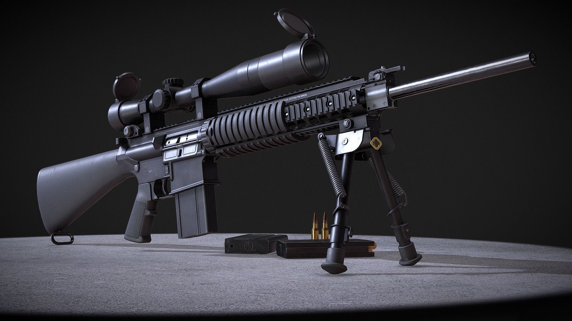 Armalite AR-10T Battle Rifle Pack - Game Asset Low-poly 3D model_3