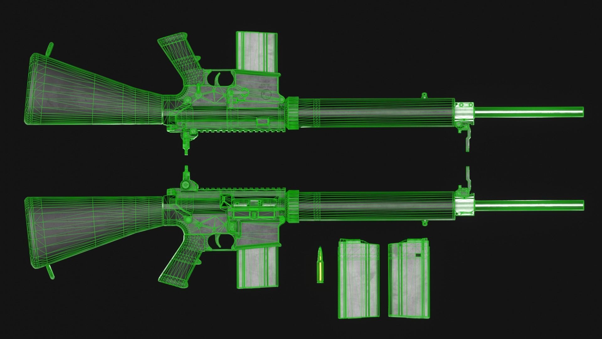 Armalite AR-10T Battle Rifle Pack - Game Asset Low-poly 3D model_20