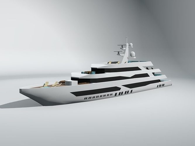 Mega Yacht Boat LOWEST Low-poly 3D model