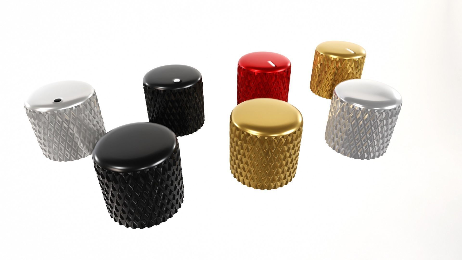 Knurled knobs for electric guitar or electric guitar amp 3D model_3