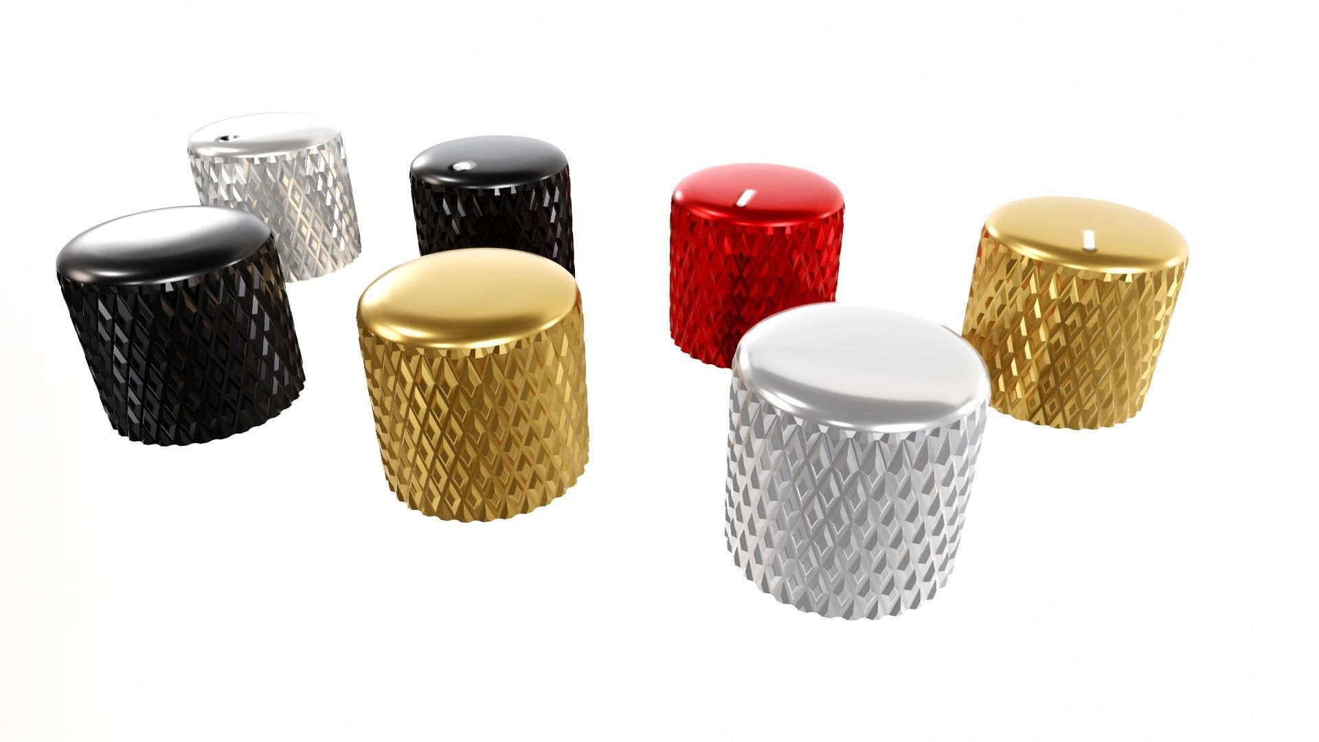Knurled knobs for electric guitar or electric guitar amp 3D model_1
