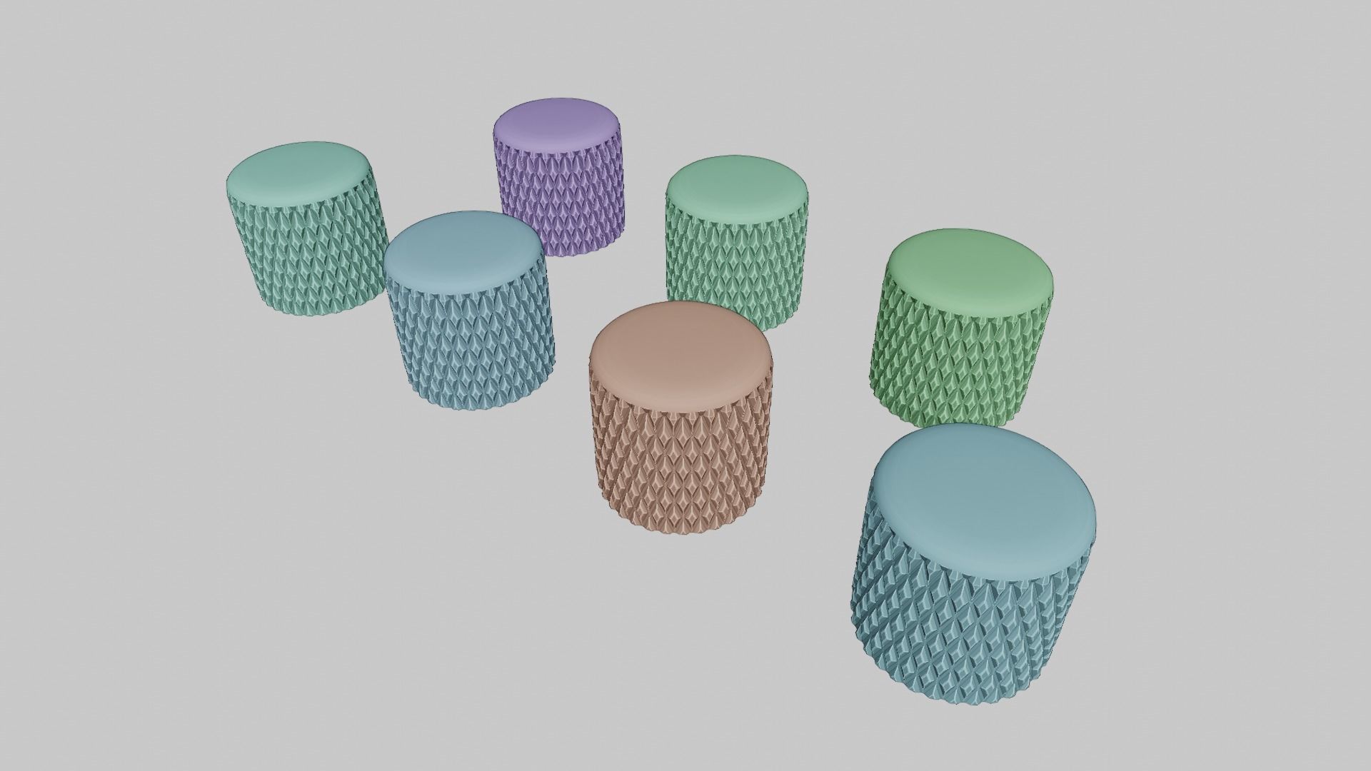 Knurled knobs for electric guitar or electric guitar amp 3D model_7