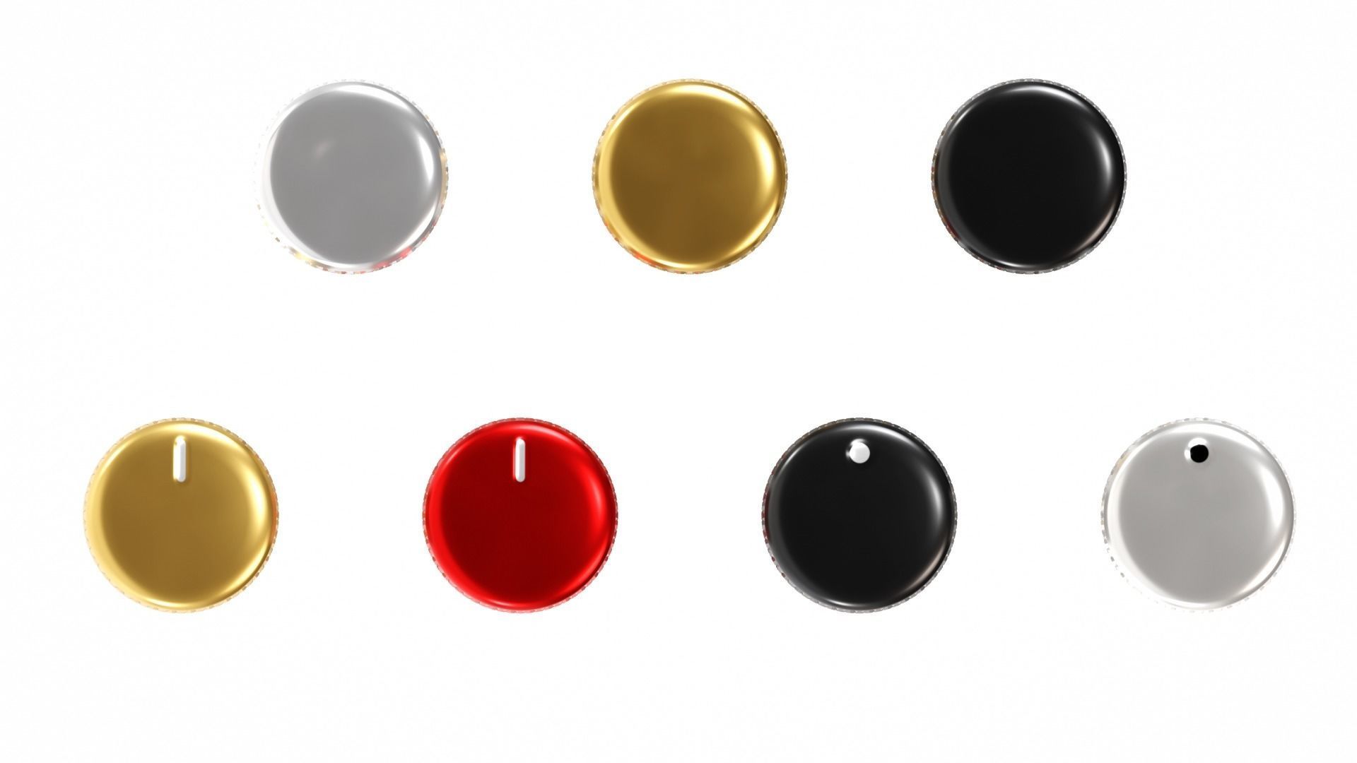 Knurled knobs for electric guitar or electric guitar amp 3D model_2