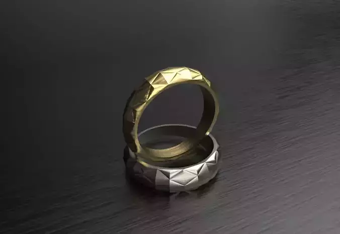Faceted 6mm Wide Ring Band Size Pack 3D print model