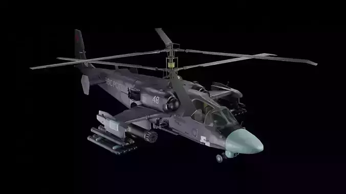 Kamov helicopter Ka-52 alligator Low-poly 3D model