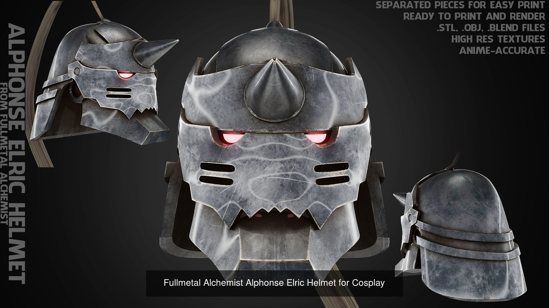 Fullmetal Alchemist Alphonse Elric Full Armor for Cosplay 3D Model Collection_4