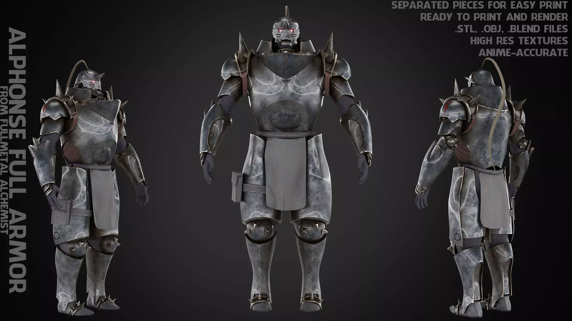 Fullmetal Alchemist Alphonse Elric Full Armor for Cosplay 3D Model Collection_0