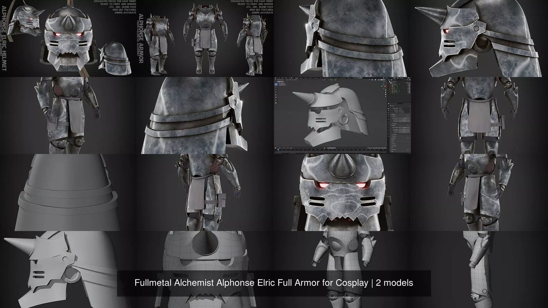 Fullmetal Alchemist Alphonse Elric Full Armor for Cosplay 3D Model Collection_3