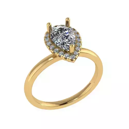 Pear shape halo diamond ring