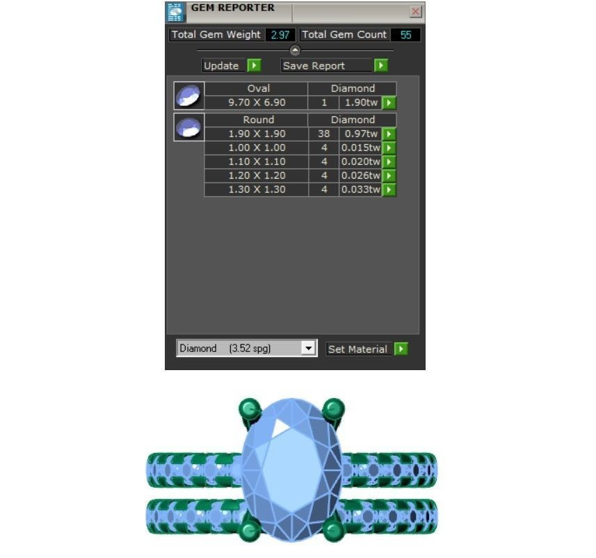 Oval cut solitaire diamond ring with matching band 3D print model_6