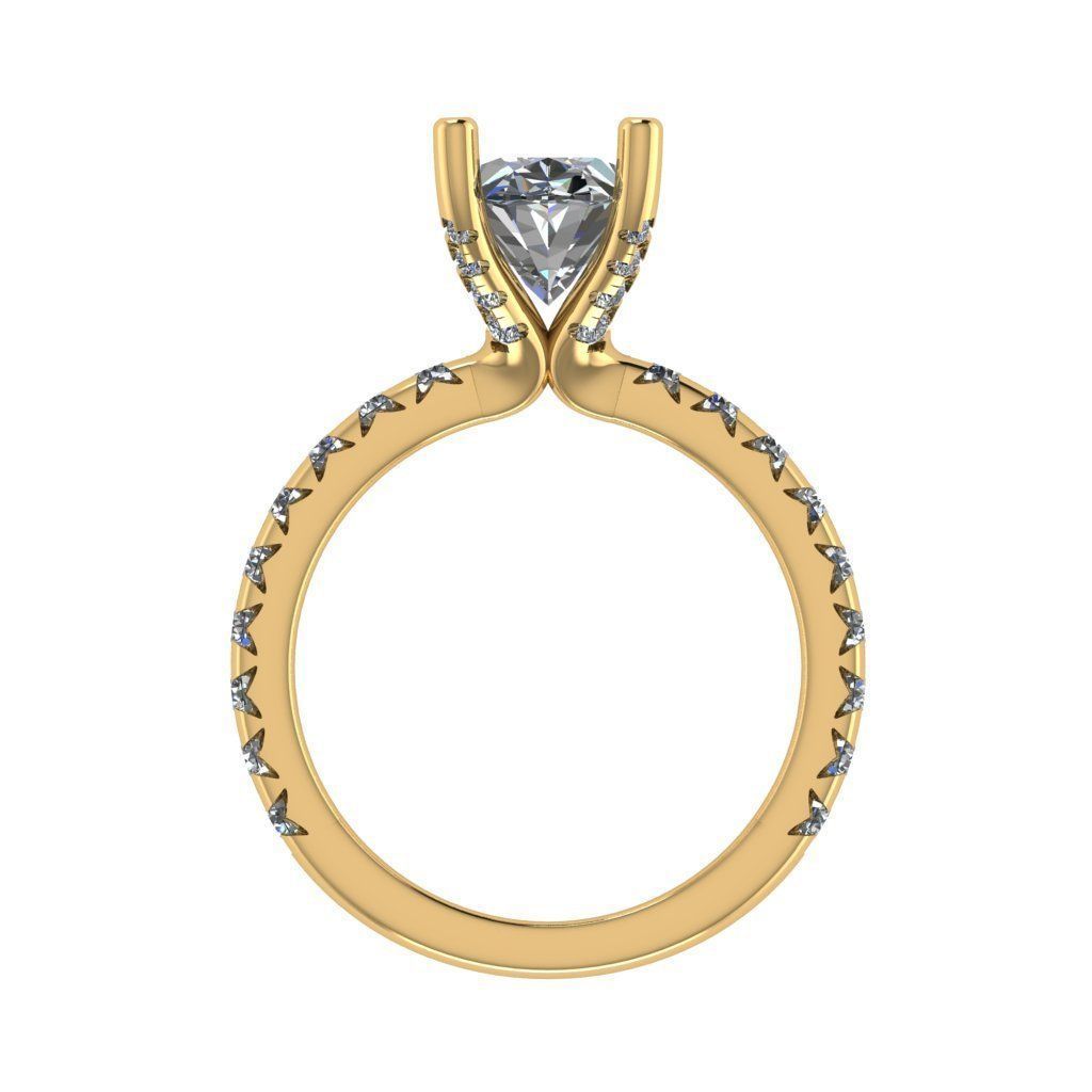 Oval cut solitaire diamond ring with matching band 3D print model_1