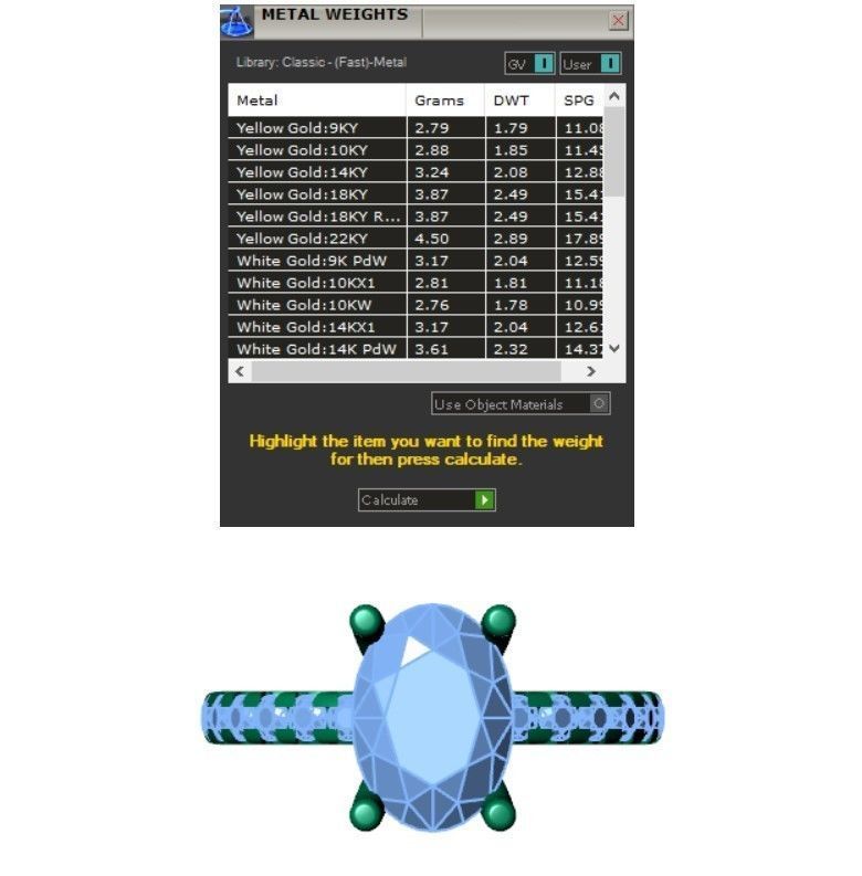 Oval cut solitaire diamond ring with matching band 3D print model_7