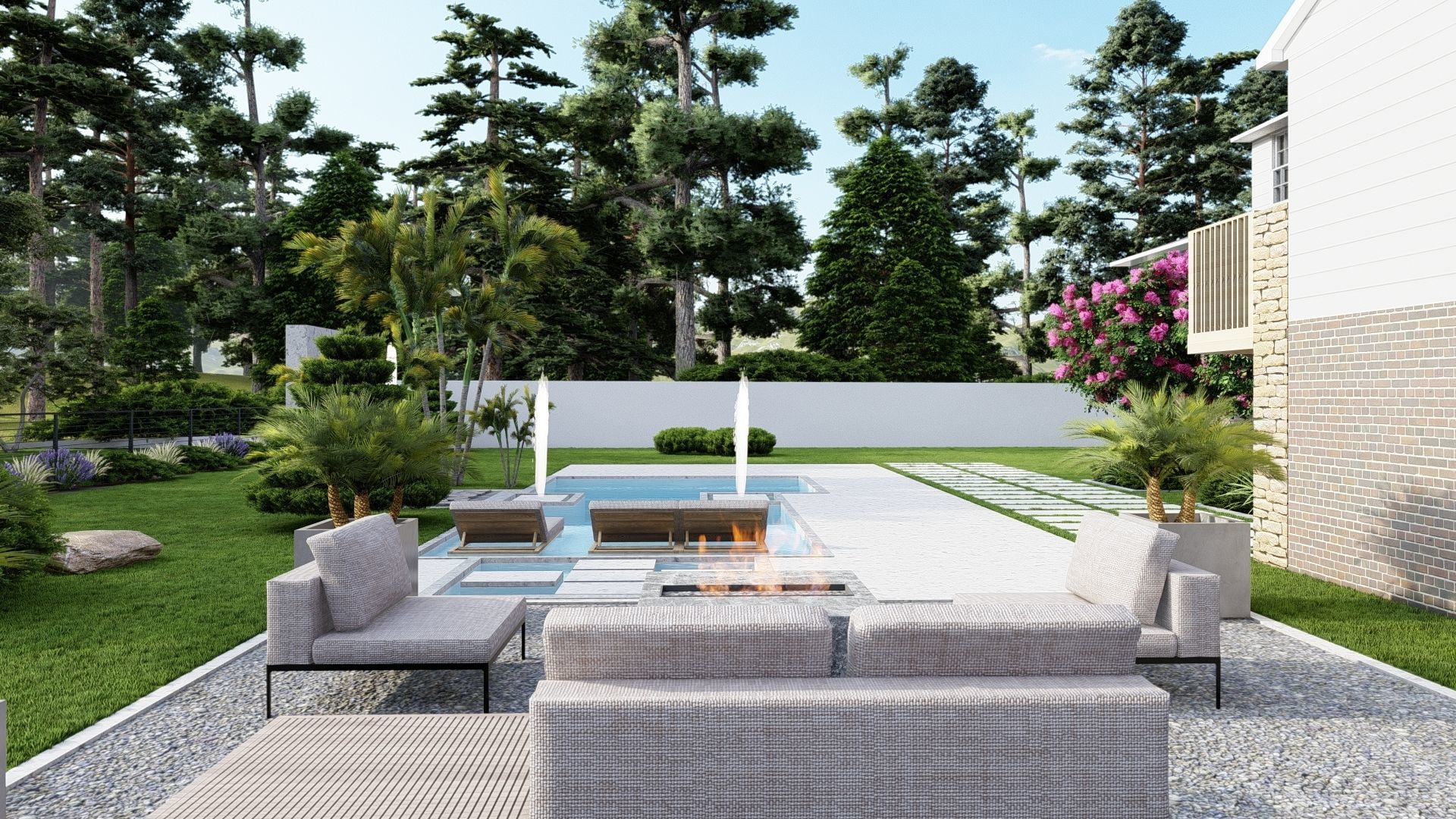 3D Exterior Scene 3D model design garden and landscape 3D model_7