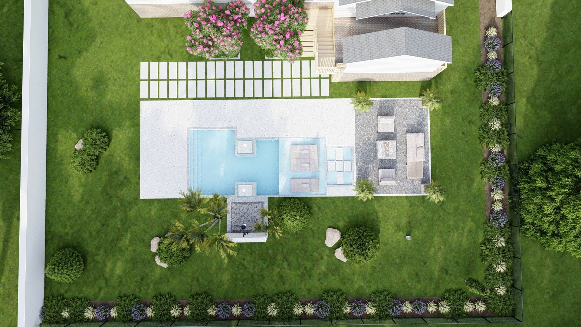 3D Exterior Scene 3D model design garden and landscape 3D model_2