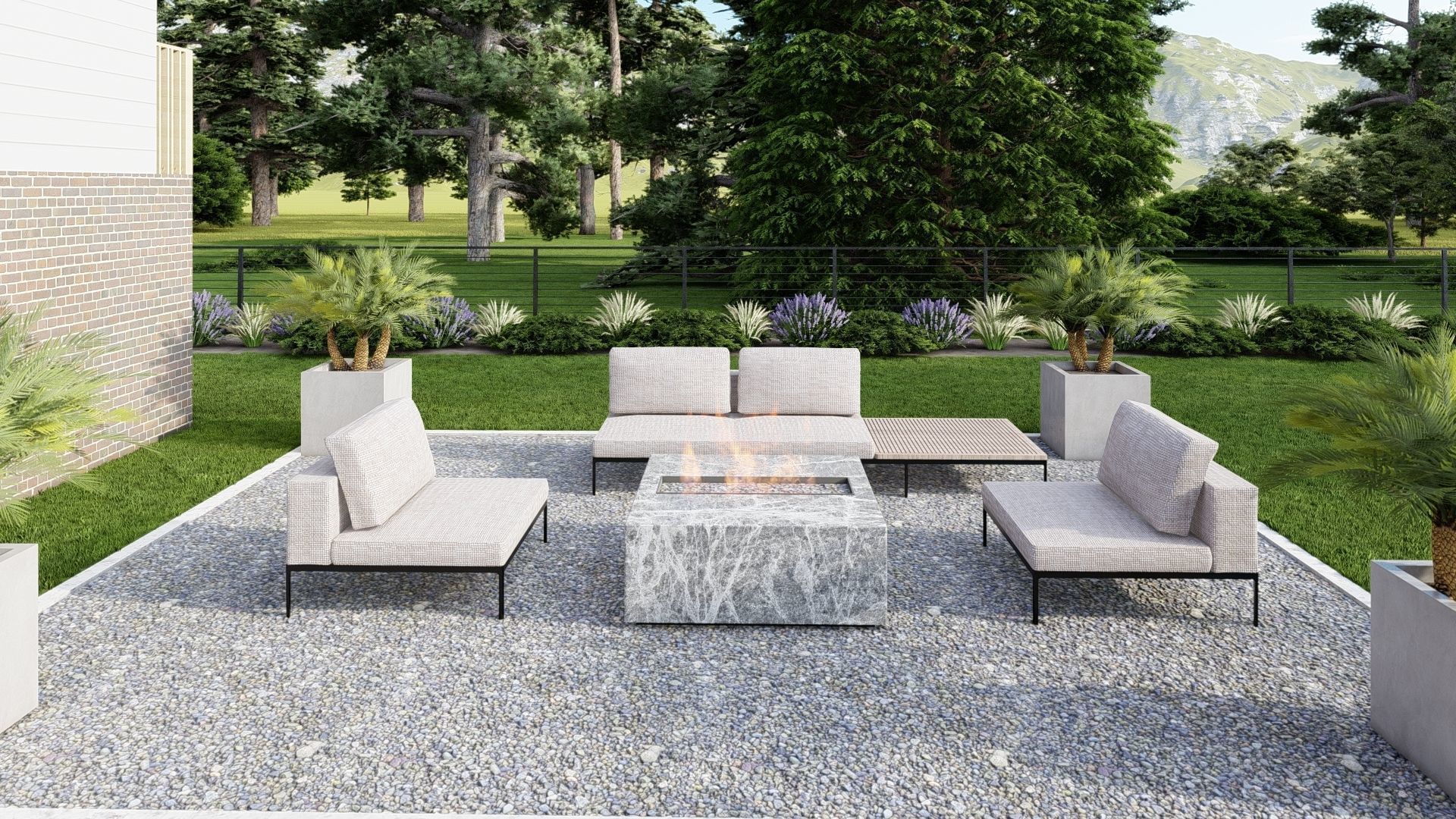 3D Exterior Scene 3D model design garden and landscape 3D model_6