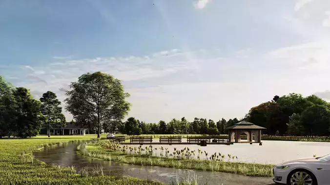 3D Exterior Scene 3D model design garden and landscape 