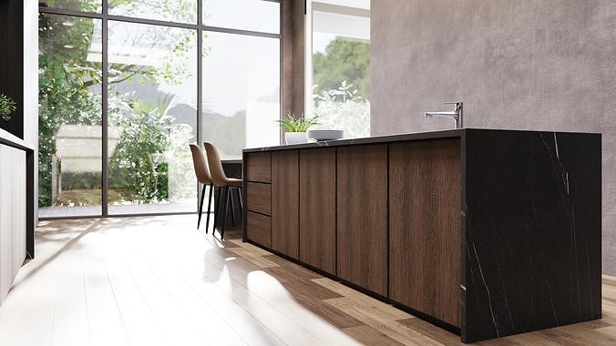 MODERN KITCHEN INTERIOR SCENE 3D model 4