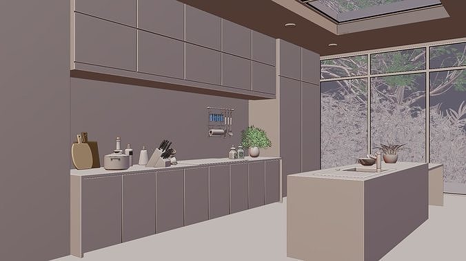 MODERN KITCHEN INTERIOR SCENE 3D model 5