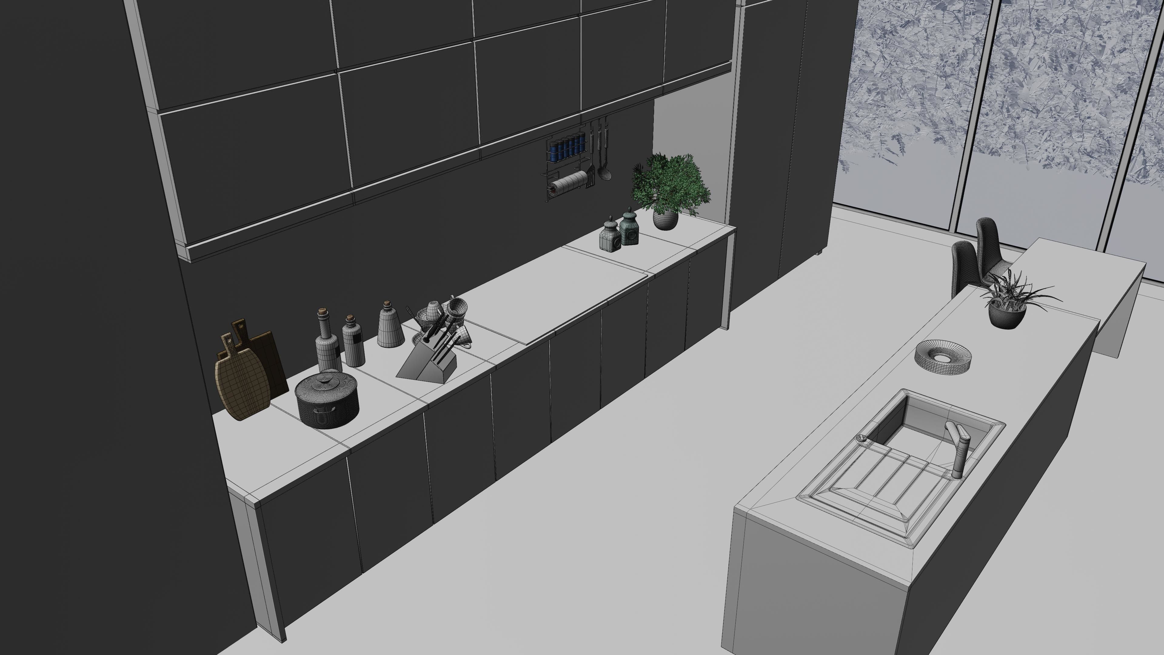 MODERN KITCHEN INTERIOR SCENE 3D model_10