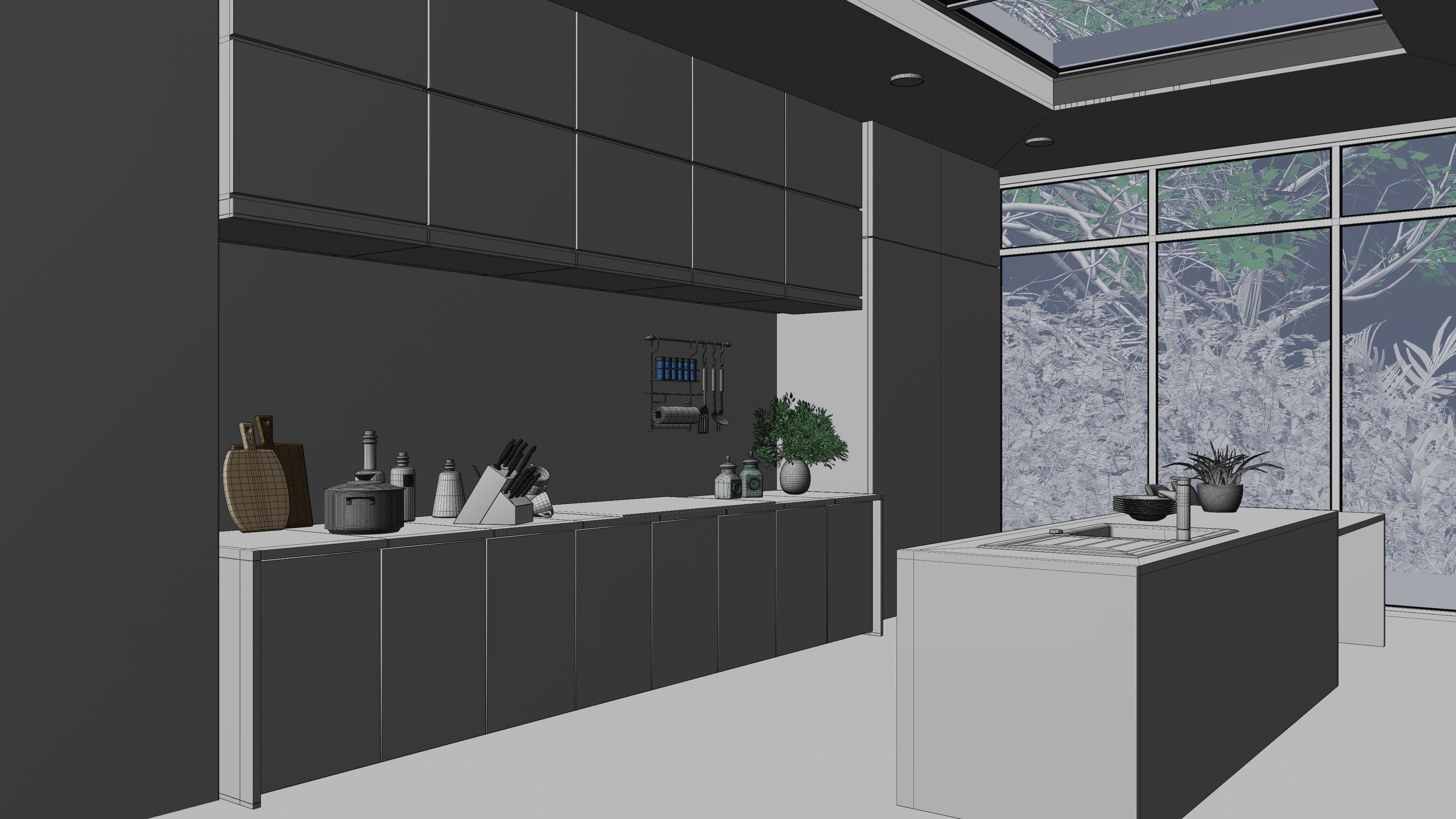 MODERN KITCHEN INTERIOR SCENE 3D model_8