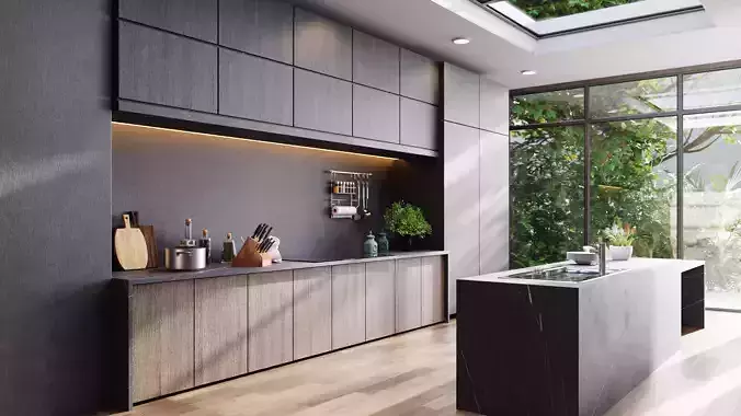 MODERN KITCHEN INTERIOR SCENE 3D model