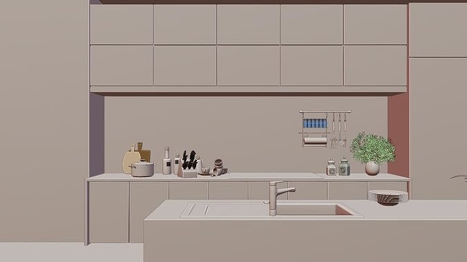 MODERN KITCHEN INTERIOR SCENE 3D model 6