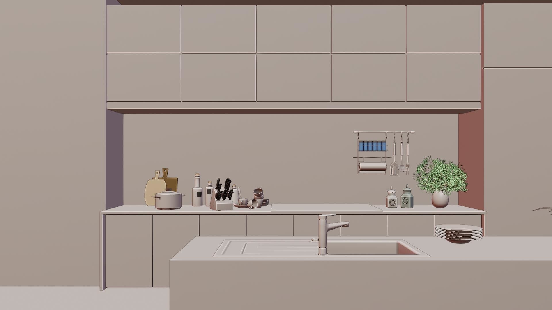 MODERN KITCHEN INTERIOR SCENE 3D model_5