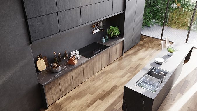 MODERN KITCHEN INTERIOR SCENE 3D model 3
