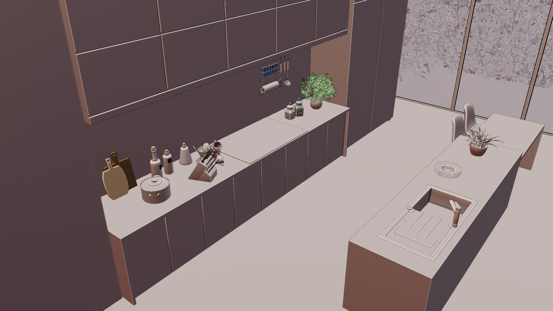 MODERN KITCHEN INTERIOR SCENE 3D model_6