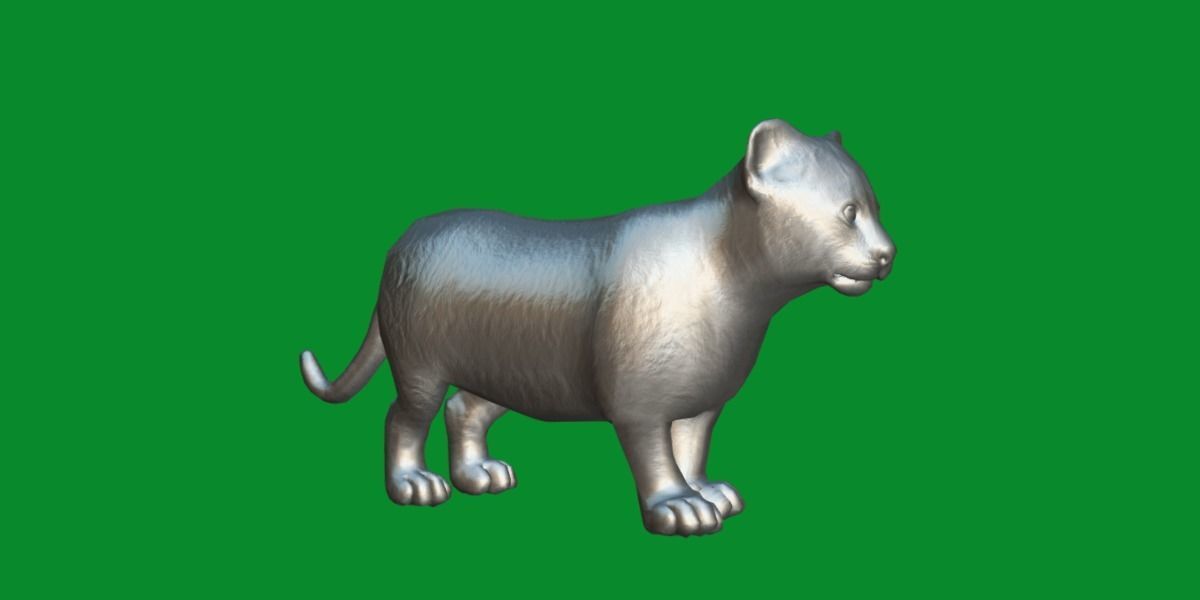 Young Lion Cub Low-poly 3D model_8