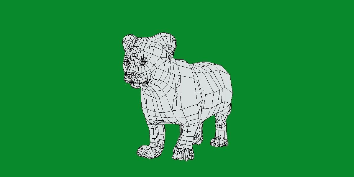 Young Lion Cub Low-poly 3D model_10