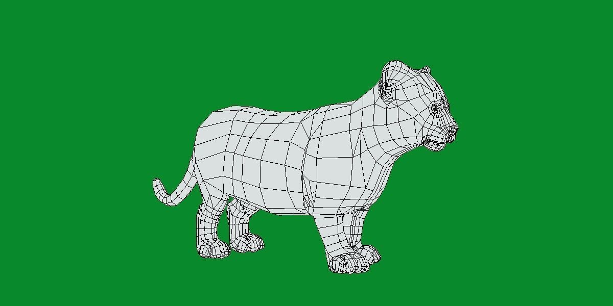 Young Lion Cub Low-poly 3D model_9