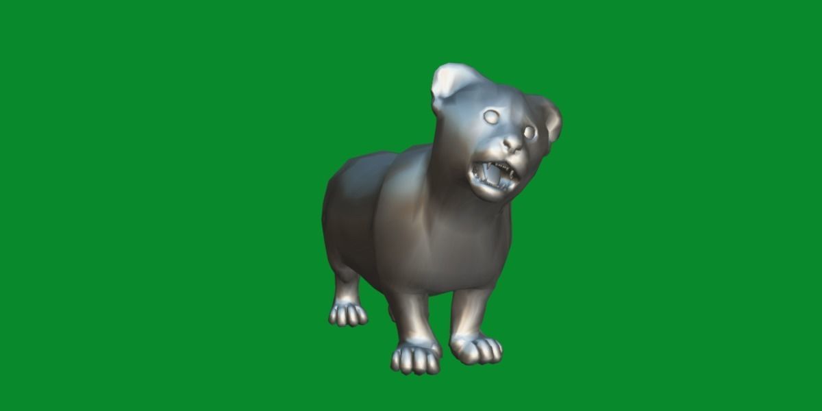 Young Lion Cub Low-poly 3D model_7