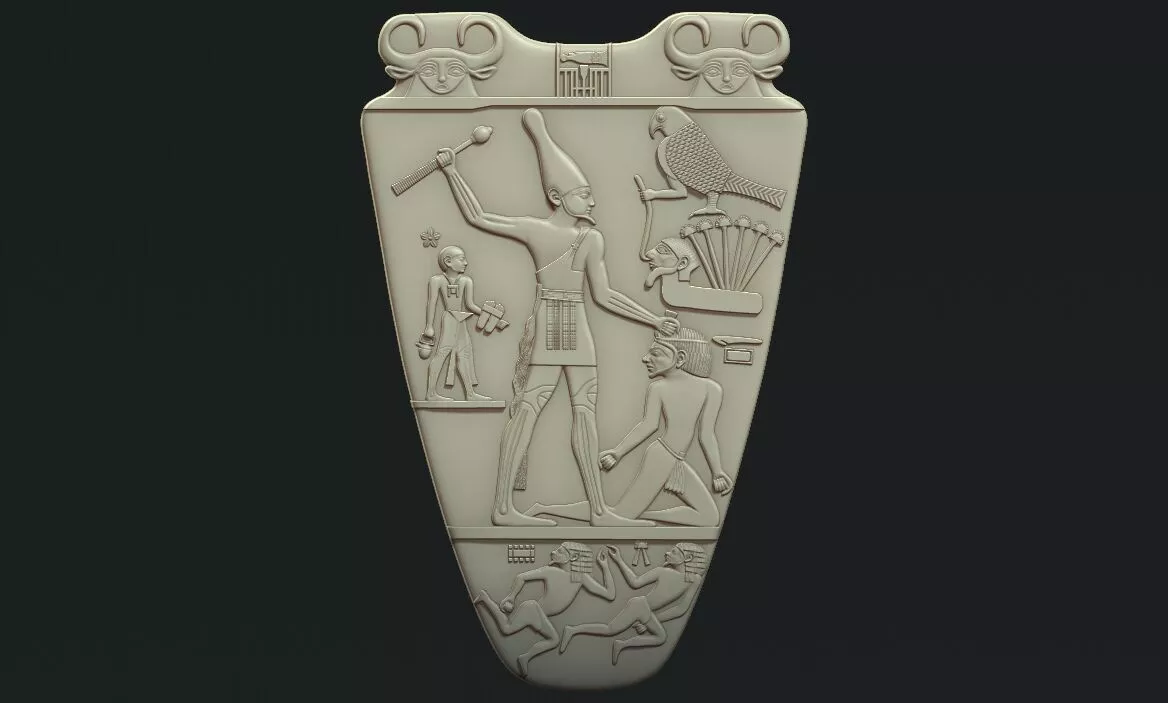 Pharaoh Narmer plate 3d printable model relief CNC 3D print model