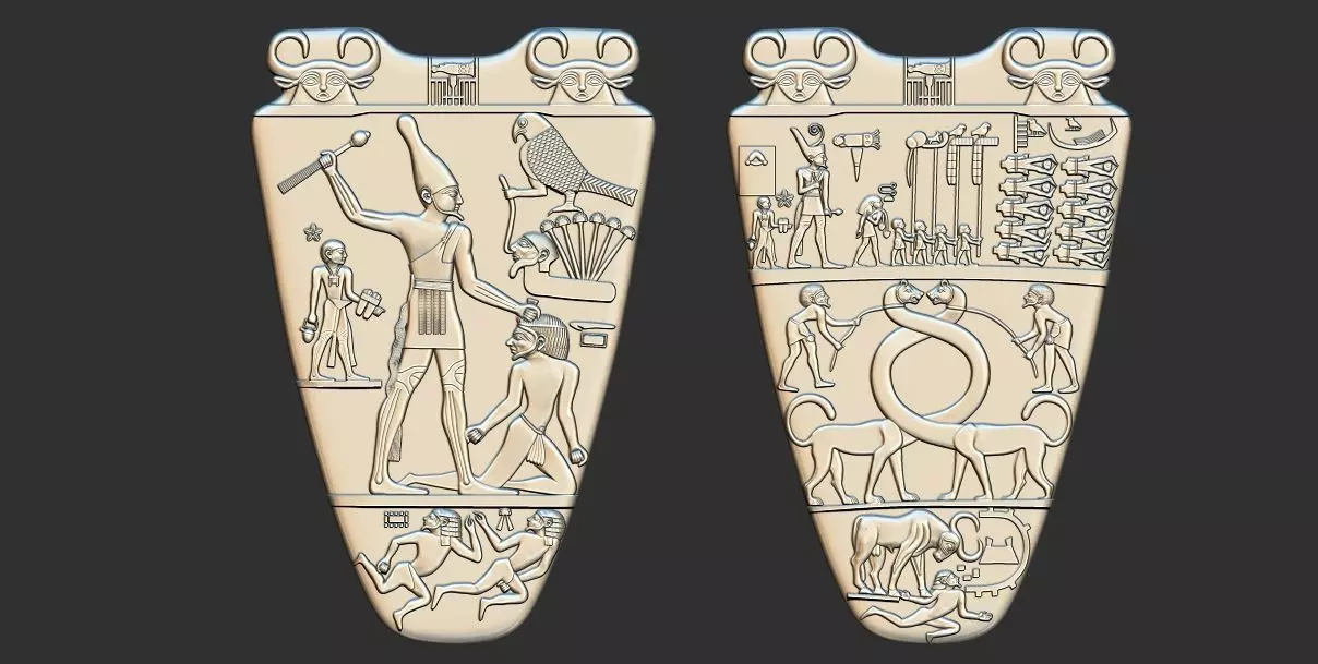 Pharaoh Narmer plate 3d printable model relief CNC 3D print model