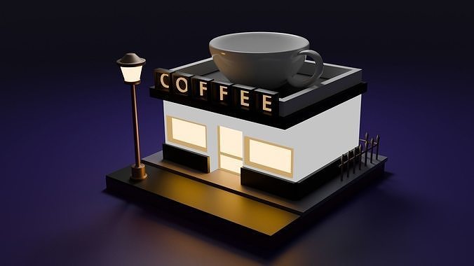Coffee Shop  Low-poly 3D model