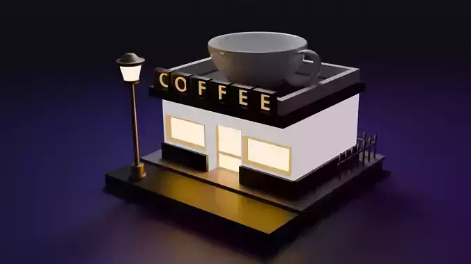Coffee Shop  Low-poly 3D model