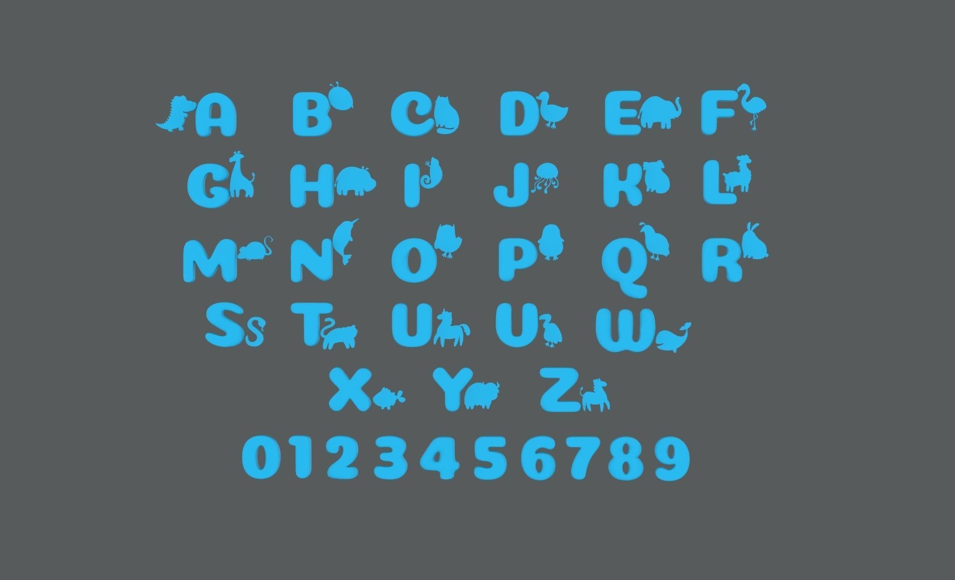 Cartoon Animal Alphabet v009 Low-poly 3D model_6