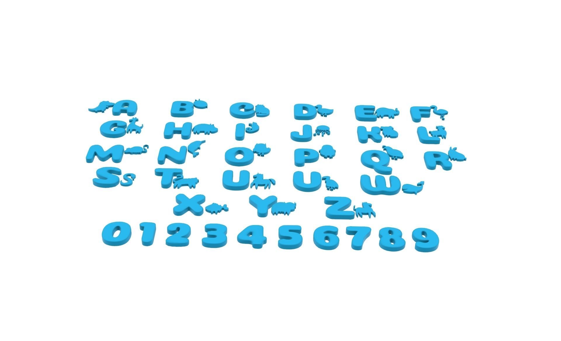 Cartoon Animal Alphabet v009 Low-poly 3D model_4