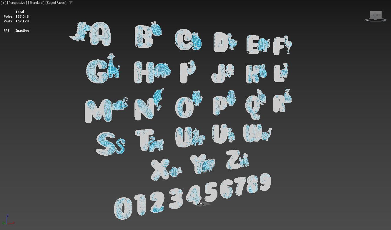 Cartoon Animal Alphabet v009 Low-poly 3D model_5