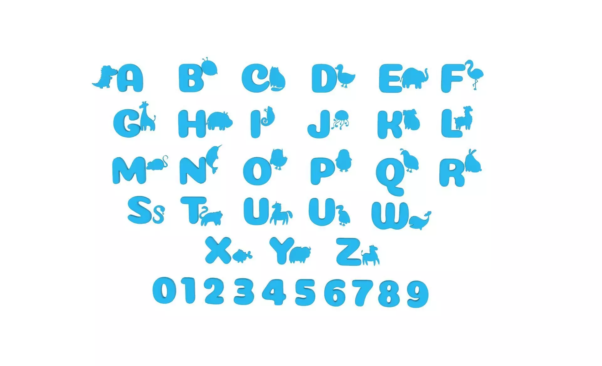 Cartoon Animal Alphabet v009 Low-poly 3D model_0