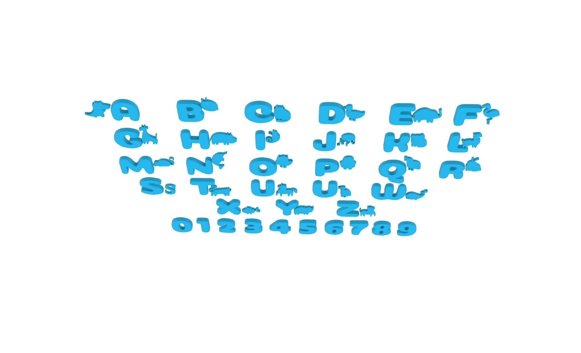 Cartoon Animal Alphabet v009 Low-poly 3D model_3