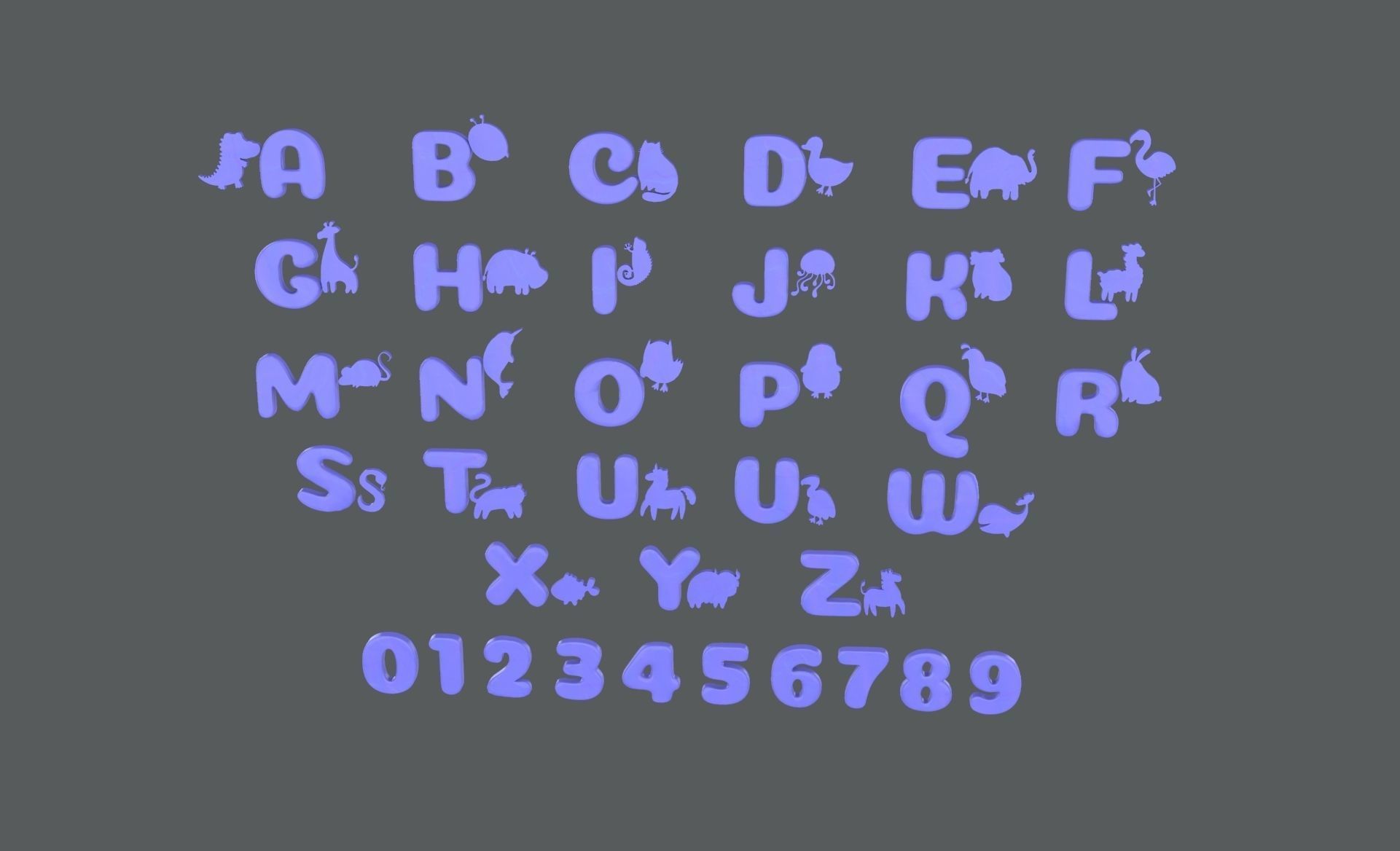 Cartoon Animal Alphabet v009 Low-poly 3D model_14