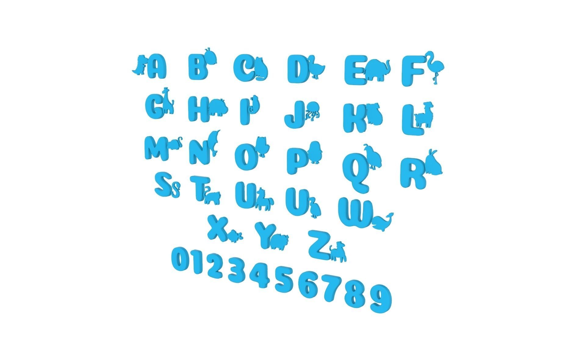 Cartoon Animal Alphabet v009 Low-poly 3D model_2