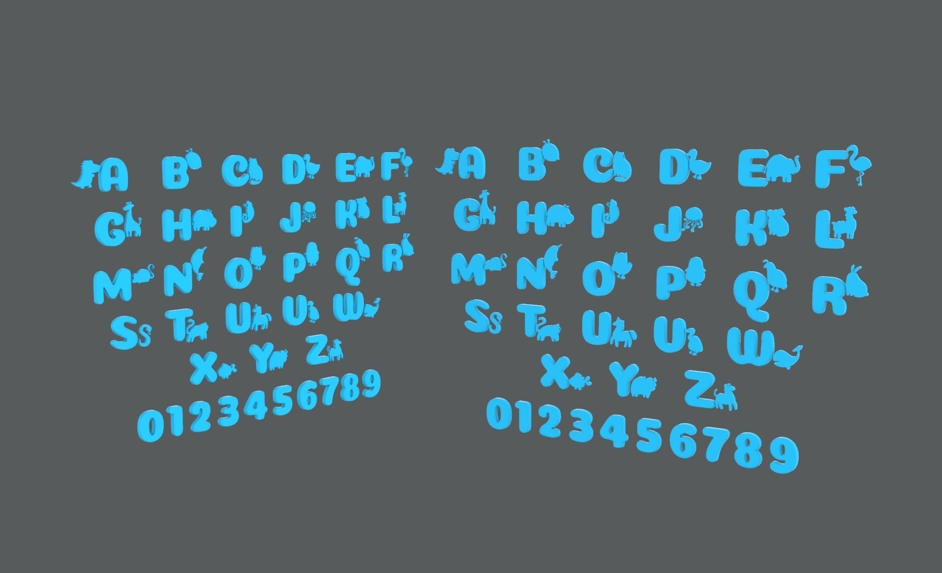 Cartoon Animal Alphabet v009 Low-poly 3D model_9