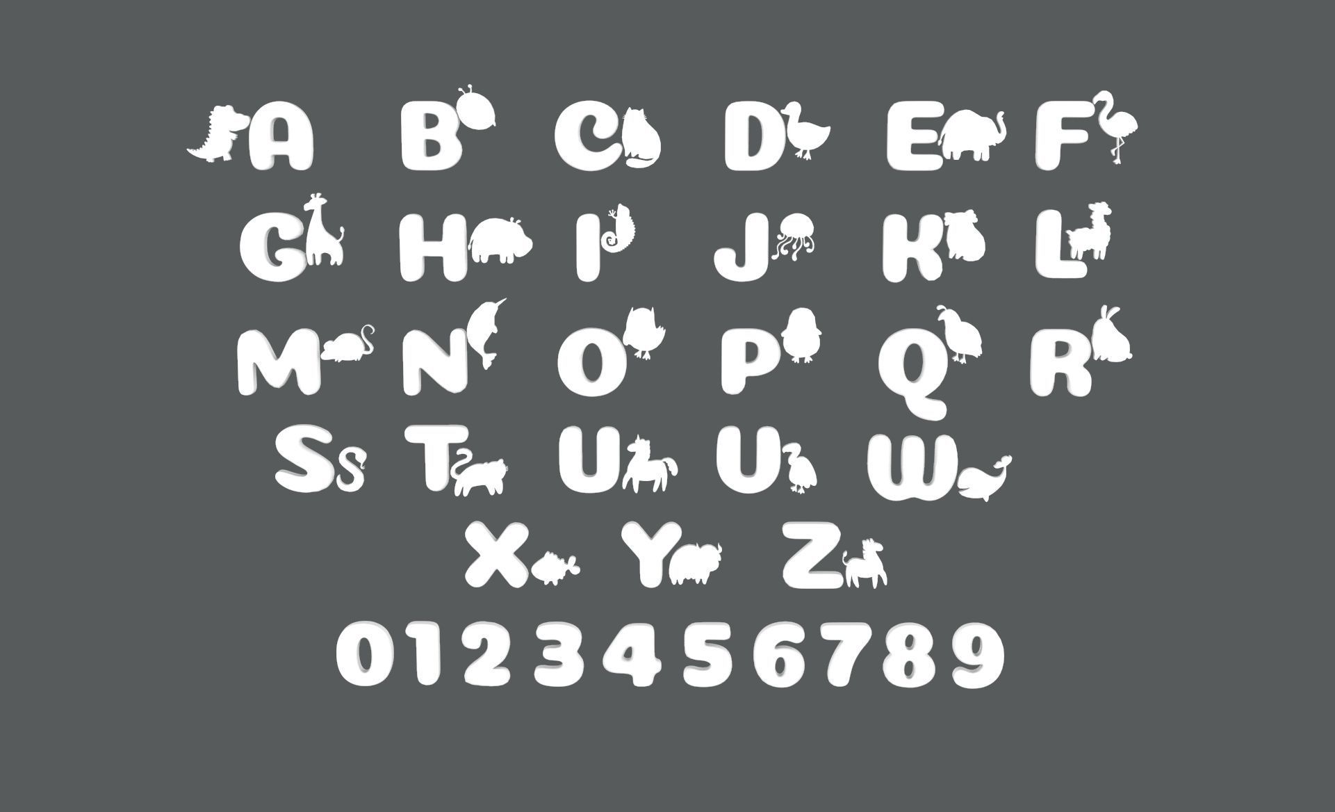 Cartoon Animal Alphabet v009 Low-poly 3D model_10