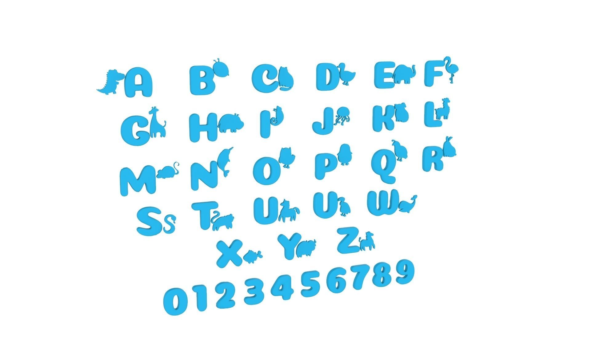 Cartoon Animal Alphabet v009 Low-poly 3D model_1