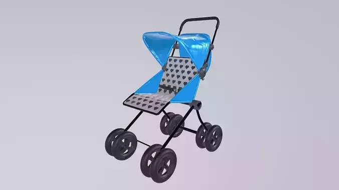 Doll Stroller 3D model Low-poly 3D model
