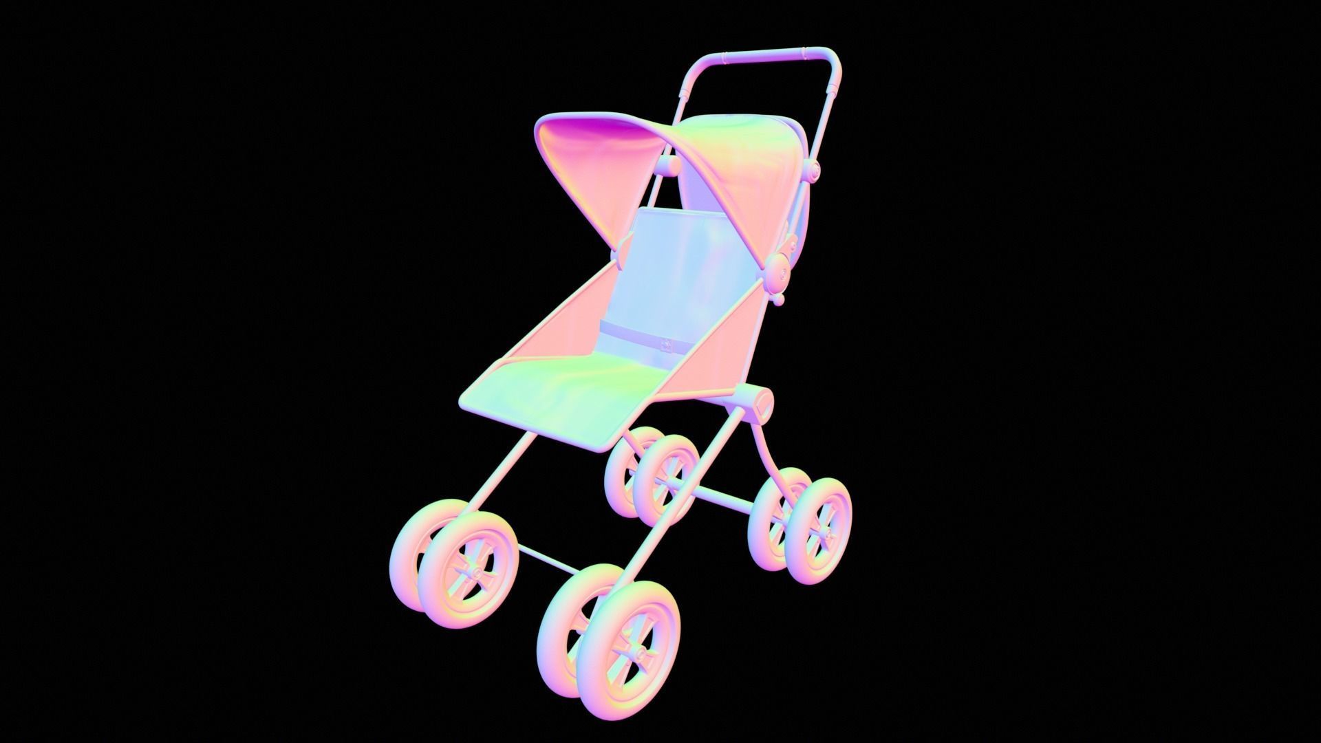 Doll Stroller 3D model Low-poly 3D model_12