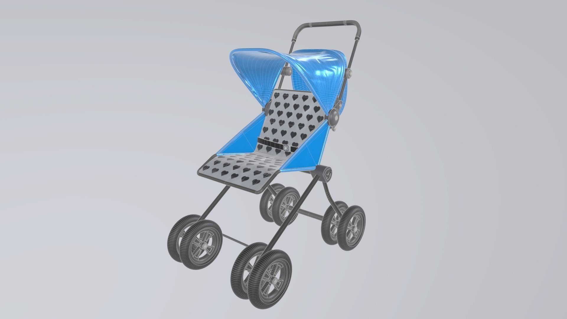 Doll Stroller 3D model Low-poly 3D model_7